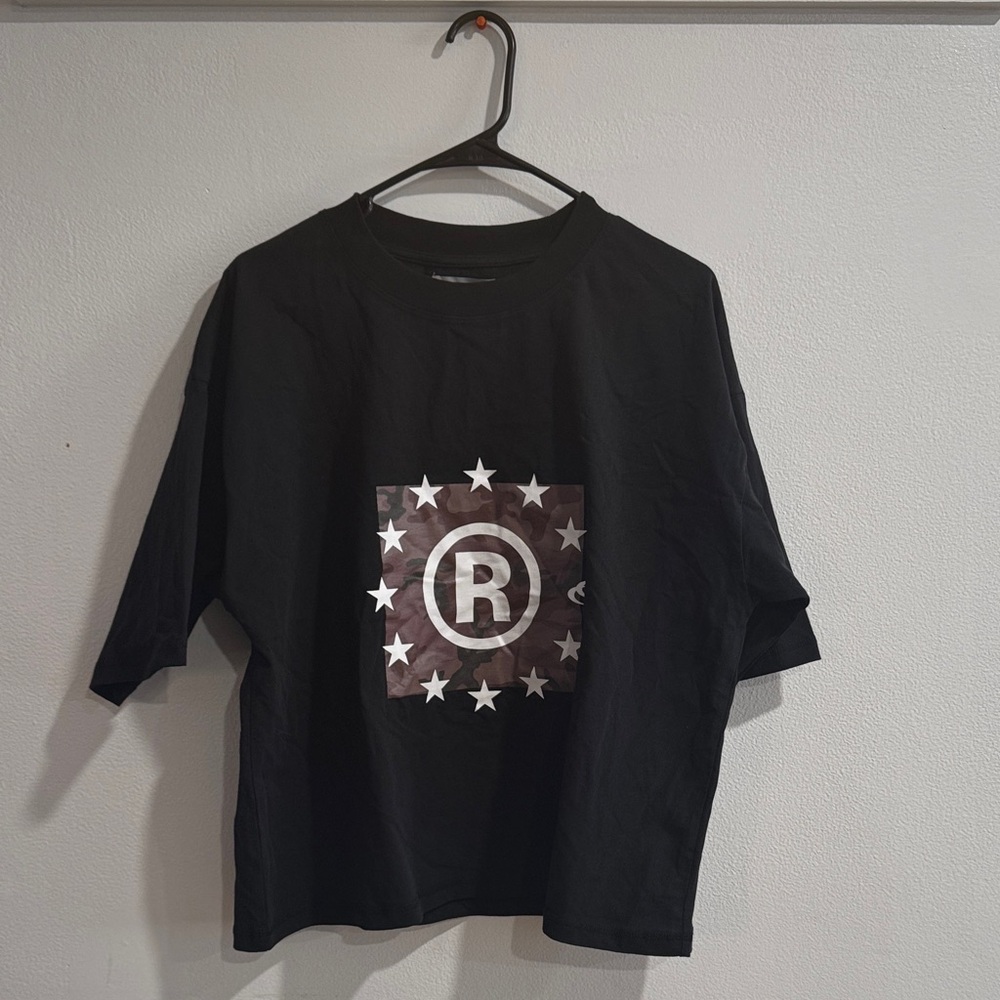 Black Graphic Tee with Star Design